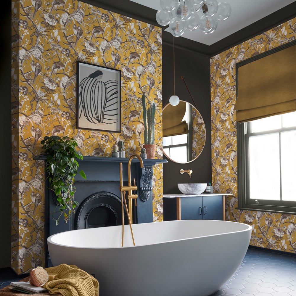 Perrow Wallpaper 127912 by Graham & Brown in Yellow